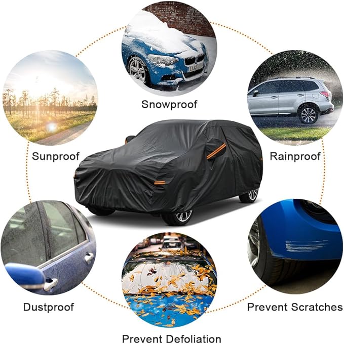 Kayme 7 Layers SUV Car Cover Custom Fit for Ford Escape (2000-2025) Waterproof All Weather for Automobiles, Outdoor Full Cover Rain Sun UV Protection.Black