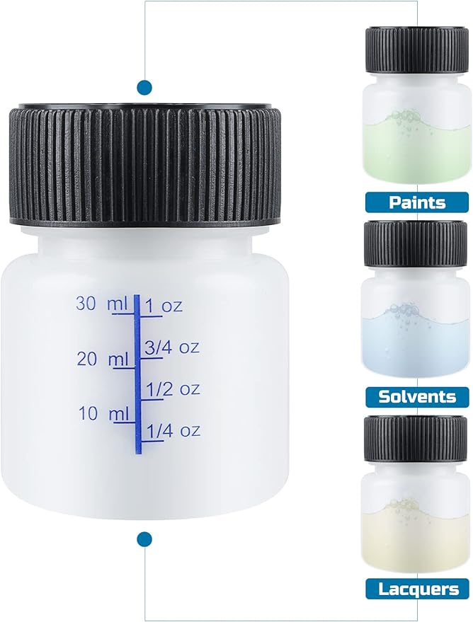 Lichamp Touch Up Paint Container, 25pc 1 oz and 25pc 2 oz Paint Touch Up Bottles with Brush, 1 Ounce (30ml) and 2 Ounce (60ml) A350TP