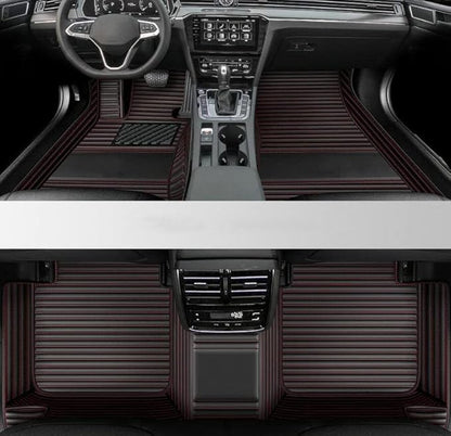 Custom All-Weather Protection Leather Car Floor Mats for Cars Sedan SUV Sports Car Waterproof Floor Mat (3D Black red)