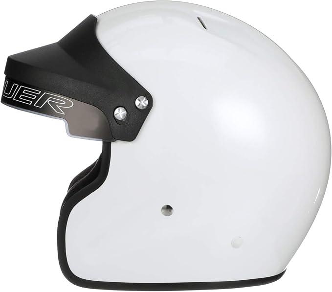 Conquer Snell SA2020 Approved Open Face Auto Racing Race Car Helmet - Adult | Men | Women | Youth - ( Black / White / Silver )