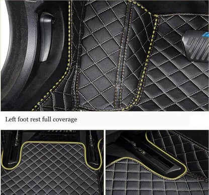 Custom All-Weather Protection Leather Car Floor Mats for Cars Sedan SUV Sports Car Waterproof Floor Mat (Black+Wine red)