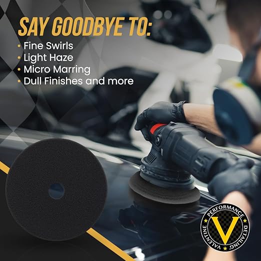 VPD SDO Black Foam Finishing Pad - Premium Compounding & Polishing Pad for Final Refinement & Very Light Swirls, Extra Fine Polish Use, Car Buffer Pad w/Tapered Edge, Made in USA, 6.5"