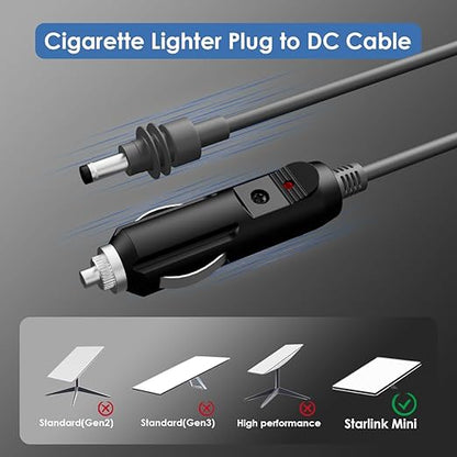 Starlink Mini Car Adapter Cable, 12V Cigarette Lighter to DC Power Cord, 10ft 18AWG Waterproof Charger for Starlink Mini Satellite Internet – 12 Volt Car Adapter (RV, Truck, Off-Grid Setup)