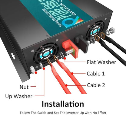 WZRELB Home Power Supply Off Grid Pure Sine Wave 12Vdc to 120Vac 60Hz 4000W Power inverter Off Grid Application Power Converter, (RBP400012B1)