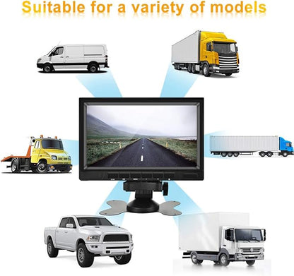 AHD Dual Backup Camera with 7'' 1080P DVR Monitor, Front and Rear View Camera Waterproof Night Vision Reversing Camera for Truck Pick Up RV Camper Bus 12V-36V