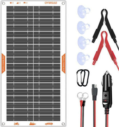 OYMSAE 10W Solar Car Battery Charger Portable 12V Trickle Battery Charger & Maintainer Waterproof Solar Panel for Car Boat Automotive RV
