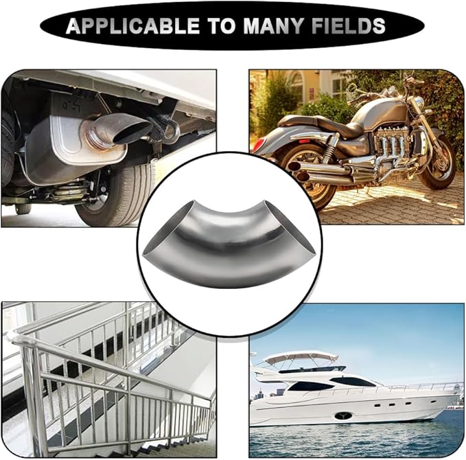 Cotonake OD 5 Inch 90 Degree SS304 Stainless Steel Bend Tube Exhaust Elbow Pipe for Car Modified Exhaust System 5" Piping Silver Tone，Stair Handrail (1pcs)