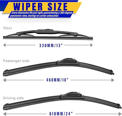 3 wipers Replacement for 2018-2020 2021 Chevy Equinox, Windshield Wiper Blades Original Equipment Replacement - 24"/18"/13" (Set of 3) U/J HOOK