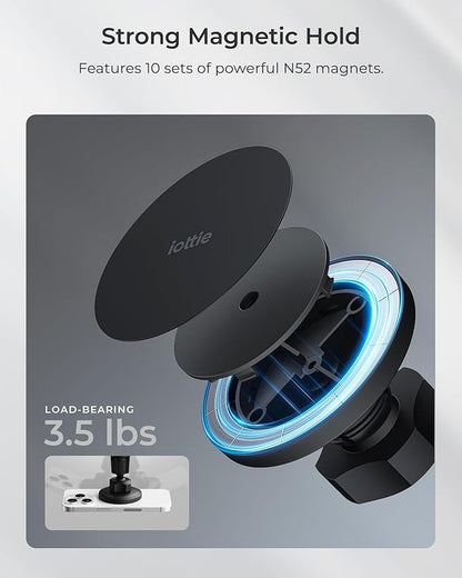 iOttie iTap 3 Magnetic Flush Mount Car Mount Phone Holder with Magnetic Ring Adapter. Compatible with MagSafe, iPhone, and Android Smartphones.