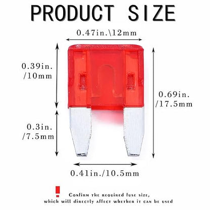 100 Pack Auto Fuses 10AMP APM/ATM 32V Mini Blade Style Fuses 30A Short Circuit Protection Car Fuse (Red)