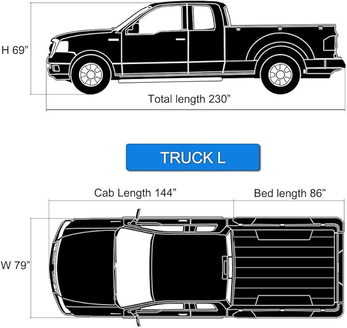 KouKou Truck Cover Waterproof All Weather, 6 Layers Full Pickup Outdoor Cover Length up to 232 inches,Universal Fit Toyota Tacoma, Chevy Silverado, GMC Sierra, Dodge Dakota etc.