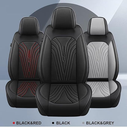 Car Seat Cover Fit for Toyota Camry 2012-2025 Full Set Faux Leather Breathable Waterproof Camry Seat Covers Automotive Cushion Protector Compatible Airbag (5 Seats & Black)