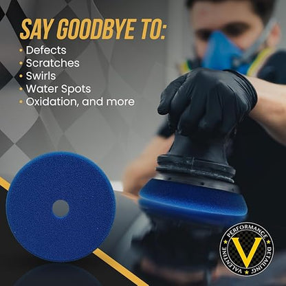 VPD SDO Blue Foam Polishing Pad - Premium Compounding & Polishing Pad for Heavy Defect Removal, Hard Paint & Deep Etching, Medium/Heavy Cutting Compounds, Tapered Edge, Made in USA, 5.5"