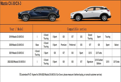 Kayme 6 Layers SUV Car Cover Custom Fit for Mazda CX-30/CX-3/CX 30/CX 3 (2019-2025) Waterproof All Weather for Automobiles, Outdoor Full Cover Rain Sun UV Protection.Silver