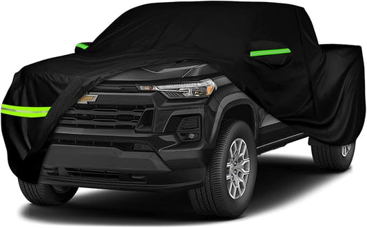 Waterproof Car Cover Compatible with Chevrolet Colorado Crew Cab Long Bed 6.1ft WT/LT/Z71/ZR2 2015-2025, 420D Oxford Cloth Car Cover with Zipper Door for Snow Rain Dust Hail Protection