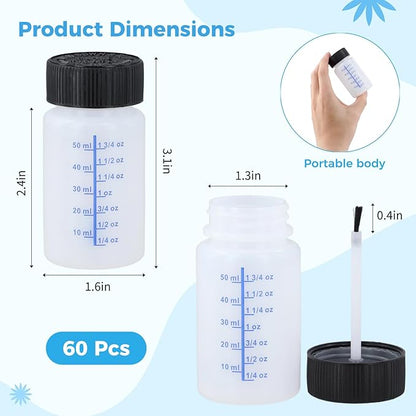 60 Pcs 2 Oz Touch Up Paint Container - Empty Paint Touch Up Bottles with Brush, Safe Lids, and Mixing Balls for Fixing Car Scratches