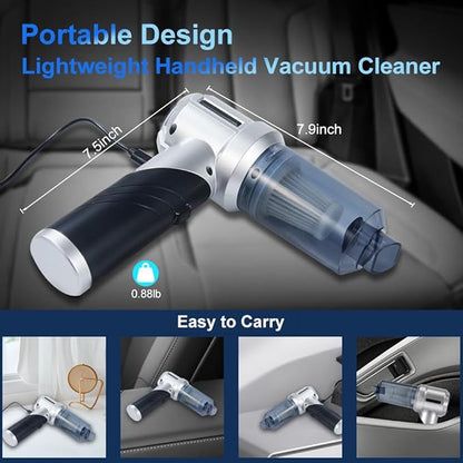 Handheld Foldable Car Vacuum, 4-in-1 18000PA Mini Vacuum Cleaner Portable Cordless, Air Blower, High Power Air Duster with Brushless Motor, for Car, Home, Office, Camping (Black)