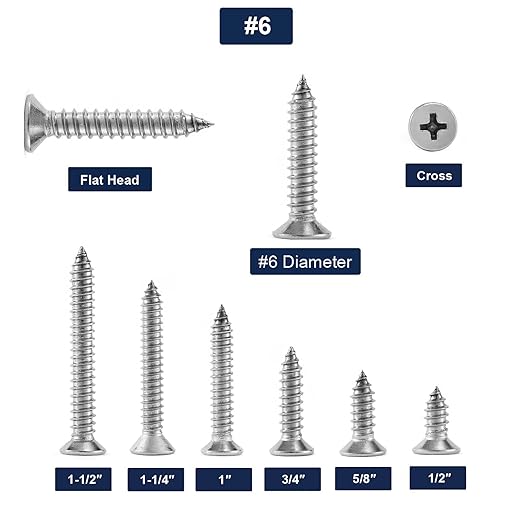 #6 x 1-1/4" Wood Screw 100Pcs 18-8 (304) Stainless Steel Screws Flat Head Phillips Fast Self Tapping Drywall Screws by SG TZH
