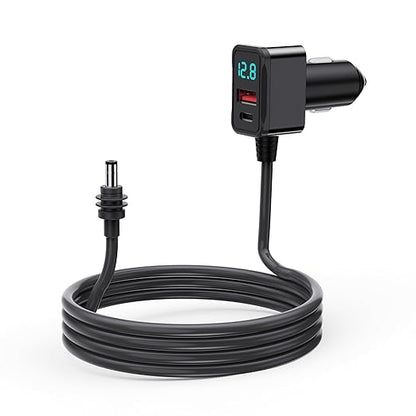 3 in 1 Starlink Mini Cable 10FT, Nolansend Starlink Mini Car Charger DC Power Cable+Cigarette Lighter Adapter 12V-48V with Digital Display, Durable USB C PD 36W/USB A 18W Ports for Trucks and Cars