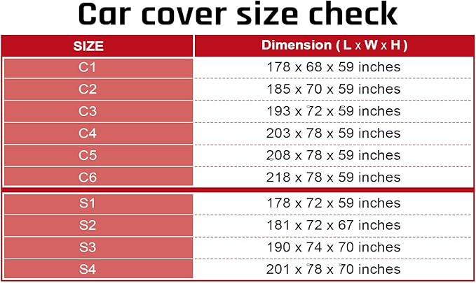 Car Cover Waterproof All Weather Protection with Red Stripe Design, Universal Fit Ford Mustang, Chevrolet Camaro, Toyota Camry, Honda Accord Civic, Nissan Altima,Tesla Model 3