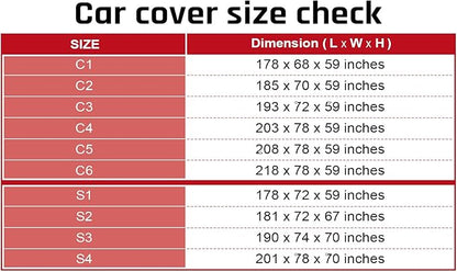 Car Cover Waterproof All Weather Protection with Red Stripe Design, Universal Fit Ford Mustang, Chevrolet Camaro, Toyota Camry, Honda Accord Civic, Nissan Altima,Tesla Model 3
