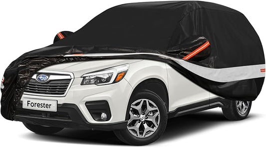 10 Layers SUV Car Cover Custom Fit for Subaru Forester (1998-2024) Waterproof All Weather for Automobiles, Outdoor Full Cover Sun UV Rain Protection with Cotton.Black