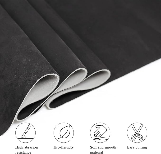 Suede Headliner Fabric with Foam Backing - black suede headliner wrap Interior Material for Car/Truck/SUV/RV Roof, Home Repair/DIY Headliner Material Automotive Headliner Fabric (Black, 54"×60“)
