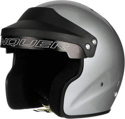 Conquer Snell SA2020 Approved Open Face Auto Racing Race Car Helmet - Adult | Men | Women | Youth - ( Black / White / Silver )