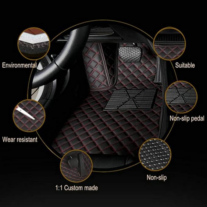 Custom Colors Car Floor Mats Black Pink for 99.9% Sedan SUV Sports， All-Weather Liners Car Floor mat，Luxury Leather Automotive Floor Mats (Brown Stripe,3D Floor Mats)