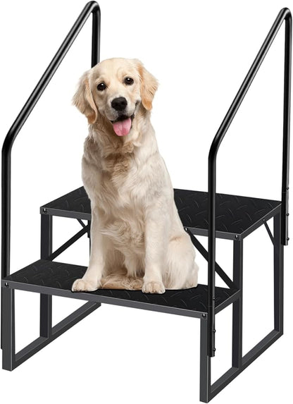 RV Step Stool, 2 Step Ladder, Hot Tub Steps with 2 Handrails, Heavy Duty Ladder Shelf Bookcase, 5th Wheel RV Mobile Home Stairs for Camper/Porch/SPA Pool/Pet Stairs(1 Pack)