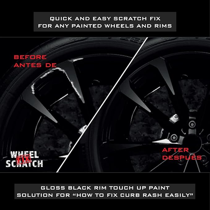 Black Gloss Rim Touch Up Paint Pen, Car Wheel Scratch Repair, Curb Rash Repair, Gloss Black Wheel Paint