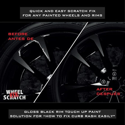Black Gloss Rim Touch Up Paint Pen, Car Wheel Scratch Repair, Curb Rash Repair, Gloss Black Wheel Paint