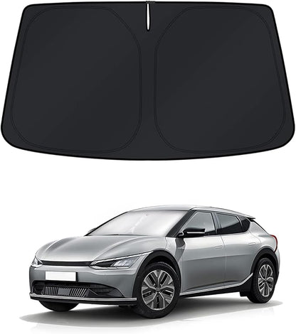 KUST Windshield Sun Shade for Kia EV6 2022 2023 2024 2025 Window Shade Sun Visor Cover Foldable Blocks UV Rays Keep Your Car Cooler