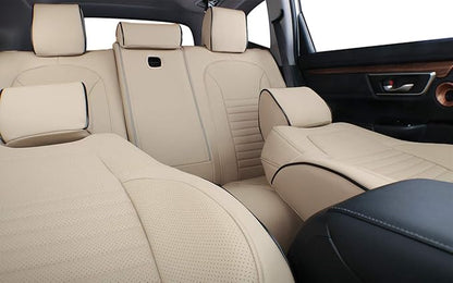 EKR Accord Car Seat Covers for Honda Accord 2023 2024 2025 LX(Rear Row W/Solid Backrest) Leather Car Seat Covers,Waterproof Car Seat Protectors,Trucks Seat Covers Full Set(Beige)