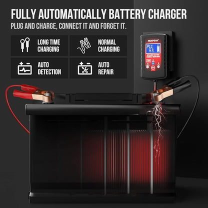 [4-Pack]1.75-Amp Car Battery Charger, 6V and 12V Smart Fully Automatic Battery Charger Maintainer, Trickle Charger, Battery Desulfator for Car, Lawn Mower, Motorcycle, Boat, Marine Lead Acid Batteries