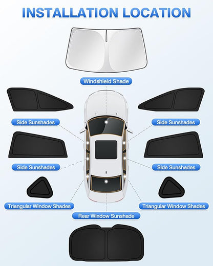 Sunshades for Subaru Crosstrek 2024 2025 2026 Accessories Windshield Sun Shade Side Rear Window Shade Cover Sun Visor Shield Privacy Protection Keep Vehicle Cool Black 8PCS