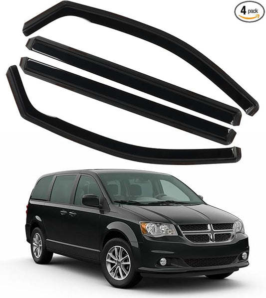 4PCS in Channel Rain Guards for 2008-2023 Dodge Grand Caravan, 2008-2016 Chrysler Town Country, 2009-2012 Volkswagen (VW) Routan, Vent Window Visors Shade, Window Deflectors
