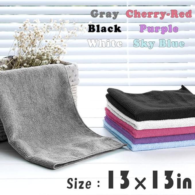 Microfiber Cleaning Cloth-50Pcs (13x13 inch) Ultra Soft Highly Absorbent Rags, Reusable Lint-Free Cleaning Towels for Housekeeping-Machine Wash (White)