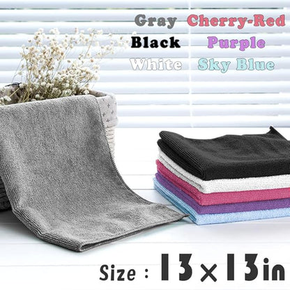 Microfiber Cleaning Cloth-50Pcs (13x13 inch) Ultra Soft Highly Absorbent Rags, Reusable Lint-Free Cleaning Towels for Housekeeping-Machine Wash (White)
