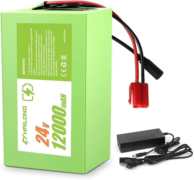 24V 12Ah Battery & Charger Kit for Kids Ride-On Cars | Compatible with 24V Torex UTV 4X4 & Electric ATVs | 7S4P 29.4V with Safety Harness & Red Plug (Flex 24V12Ah 20hr)