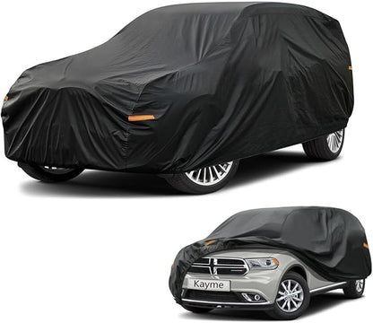 Kayme 7 Layers SUV Car Cover Custom Fit for Dodge Durango（2004-2025 Waterproof All Weather for Automobiles, Outdoor Full Cover Rain Sun UV Protection.Black