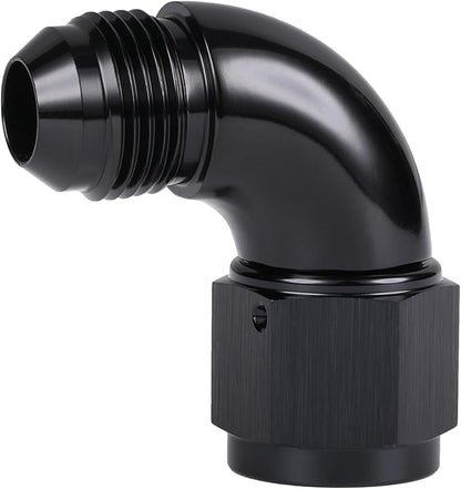 90 Degree 10AN Male to 10AN Female Swivel Full Flow Fitting Adapter Coupler Aluminum Black