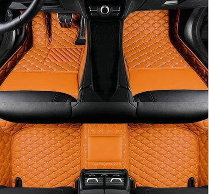 Custom All-Weather Protection Leather Car Floor Mats for Cars Sedan SUV Sports Car Waterproof Floor Mat (Orange)