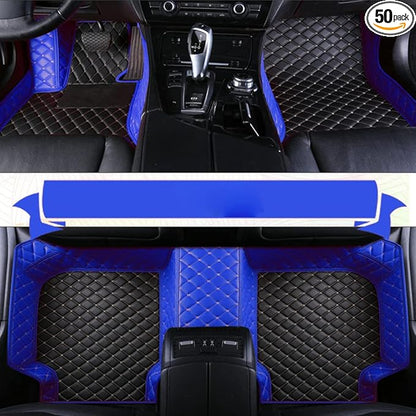 TAHALICustom Colors Car Floor Mats Black Pink for 99.9% Sedan SUV Sports， All-Weather Liners Car Floor mat，Luxury Leather Automotive Floor Mats (Black Blue mats,3D Floor Mats)