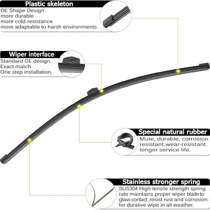AUTOBOO 26"+22" Windshield Wipers Blades Replacement for Porsche Cayenne 2019-2025 with 13 Inch Rear Wiper Blade -Original Factory Quality (Pack of 3)