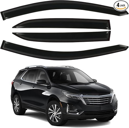 Window Rain Guards for 2018-2024 Chevrolet (Chevy) Equinox, Tape-on Window Visor, Outside-Mount Vent Shade Wind Deflector Rain Shield Protector Sun Visor for 18-24 Equinox