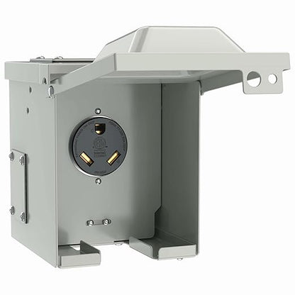 30 Amp RV Power Outlet Box, NEMA TT-30R 125V RV Outdoor Electrical Receptacle Panel, Weatherproof, for RV Camper Travel Trailer Electric Car Generator