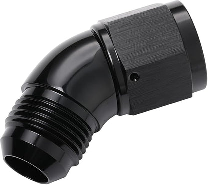 45 Degree 10AN Male to 10AN Female Swivel Full Flow Fitting Adapter Coupler Aluminum Black