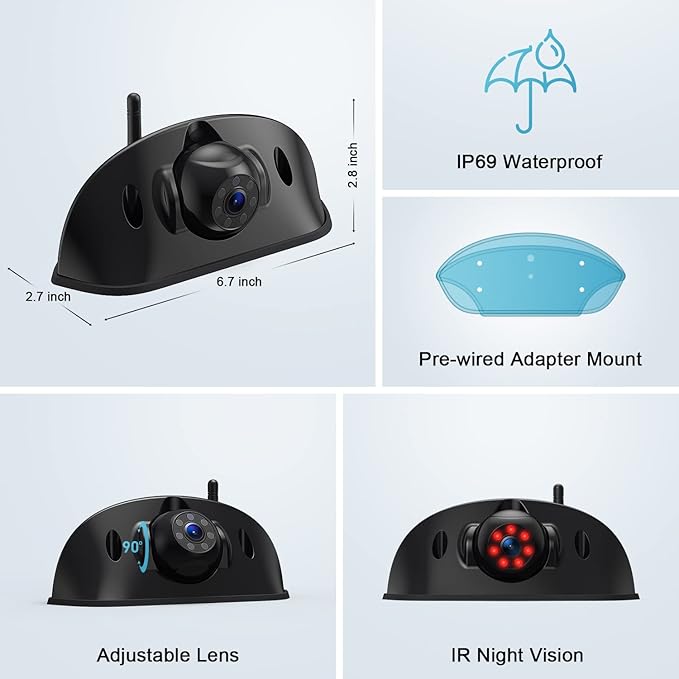 Fookoo HD 1080P Single Wireless Backup Camera for Model: DW7Y5, DW7Y503, DW7Y504, DW5 - DW7Y5(XT)