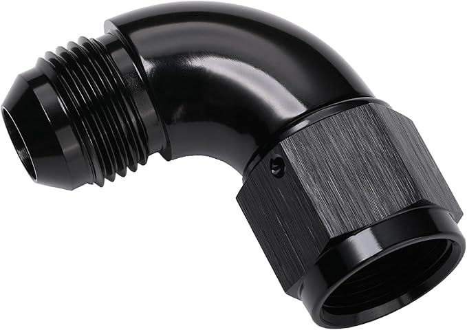 90 Degree 8AN Male to 8AN Female Swivel Full Flow Fitting Adapter Coupler Aluminum Black